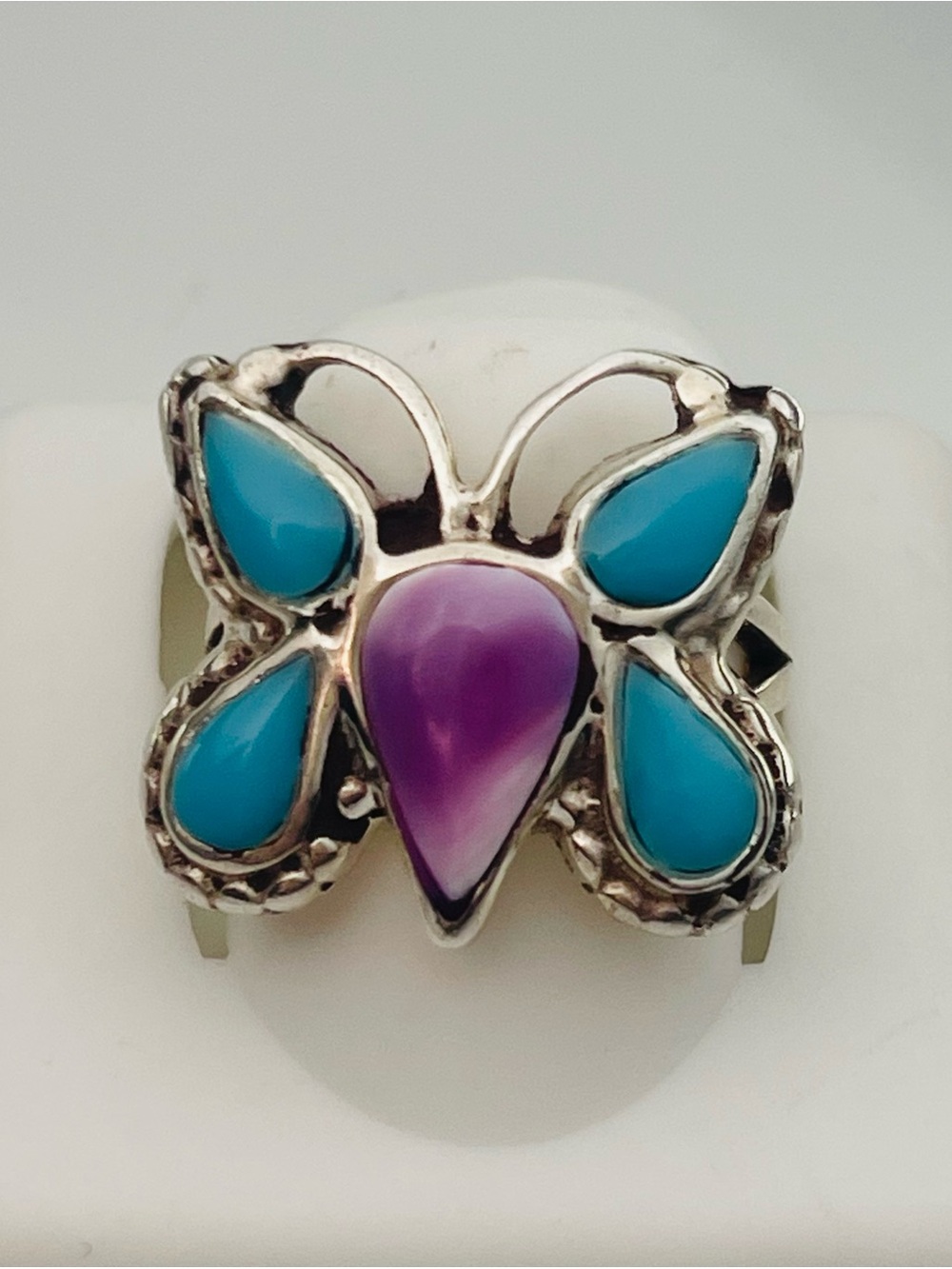 Size 6 Larimar butterfly ring silver
